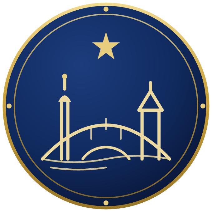 Medallion of a bridge and minaret